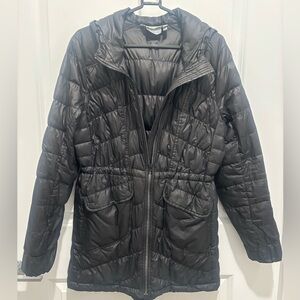 Athleta Black Hooded Goose Down Puffer Coat – Women’s Insulated Jacket Small